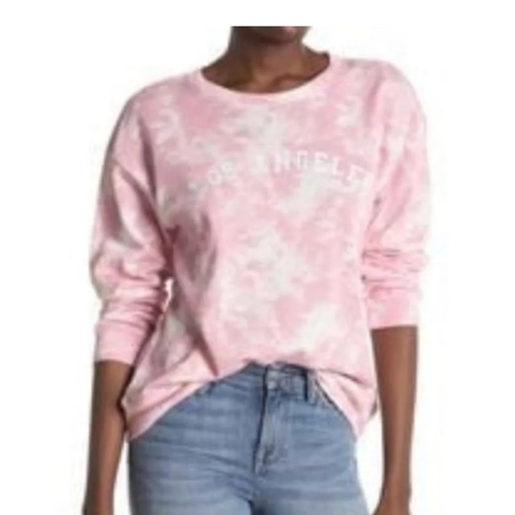 BOBEAU Tie Light Dye Pink “Los Angeles” Pullover Sweatshirt 1X BNWT - Picture 1 of 6